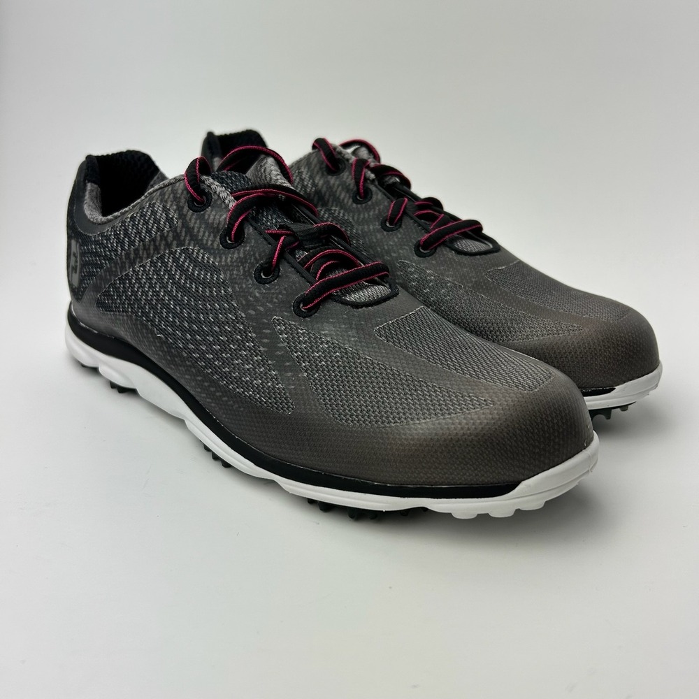 FootJoy Empower Golf Shoes Women's 8 Medium Gray Black Pink Lace Up Spikeless